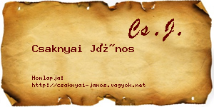 Csaknyai János névjegykártya